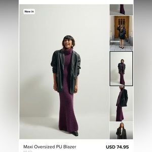 Oversized black faux leather blazer from NA-KD.